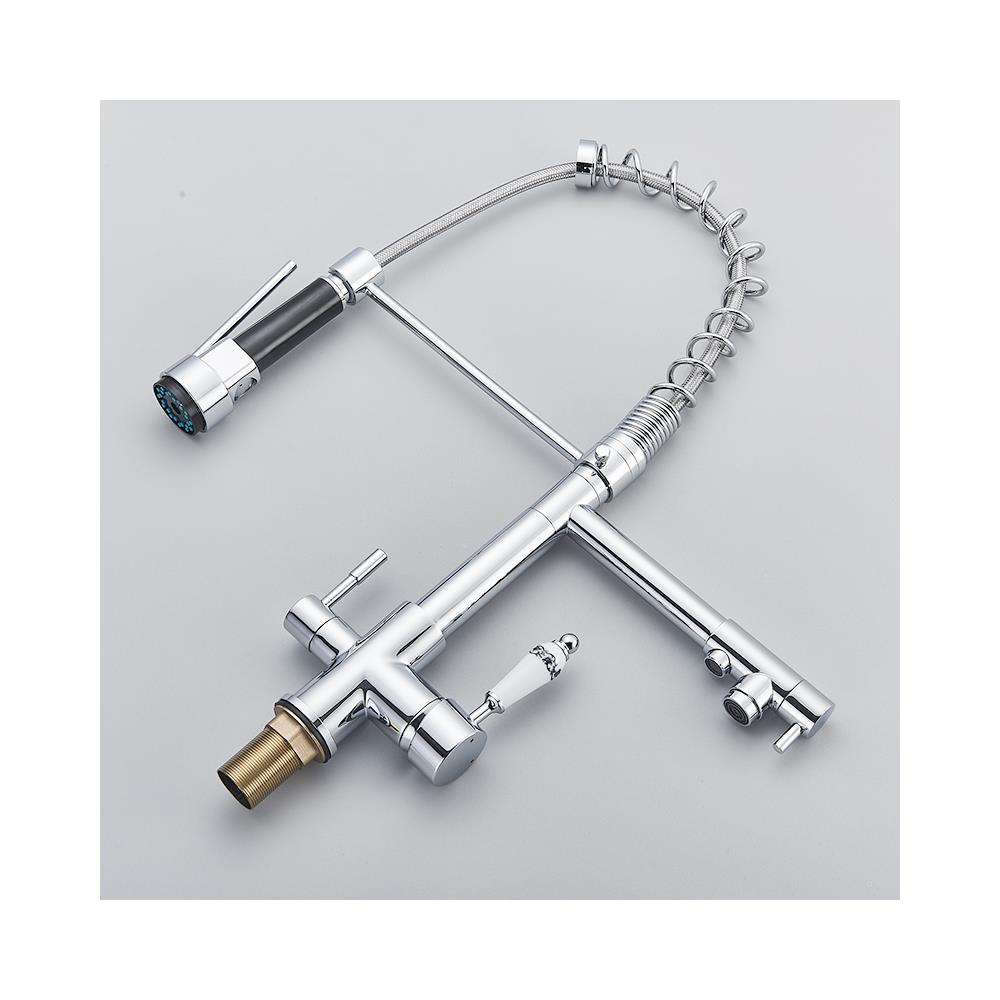 Rubinetto per lavello da cucina, Blackswan, tipo M13 con uscita acqua purificata, modello cromato, ceramica bianca con stampa, misura 50 cm - Foto 4