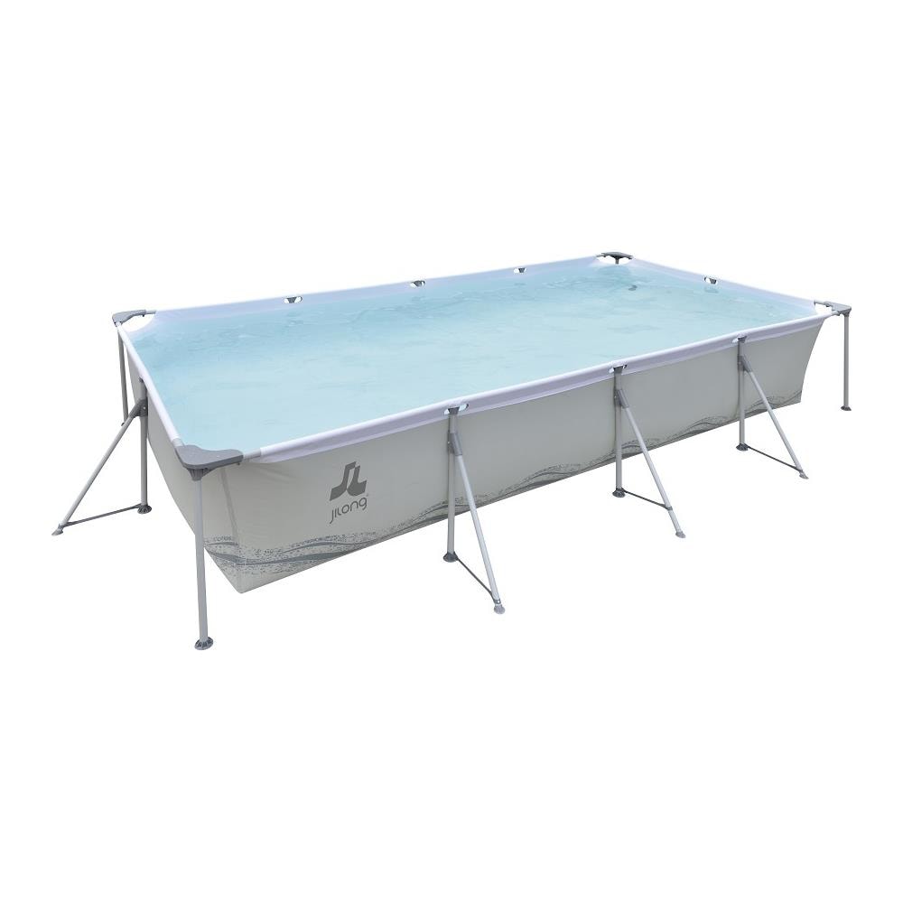 Piscina Fuoriterra Rettangolare Cm 394x207x80 Grigia Con Struttura In Acciaio Con Pompa Filtro - Foto 1