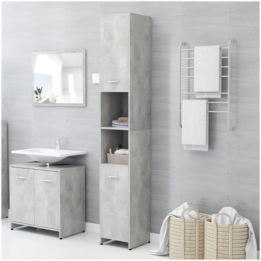 Mobile da Bagno Grigio Cemento 30x30x183,5 cm Legno tecnico - Foto 1