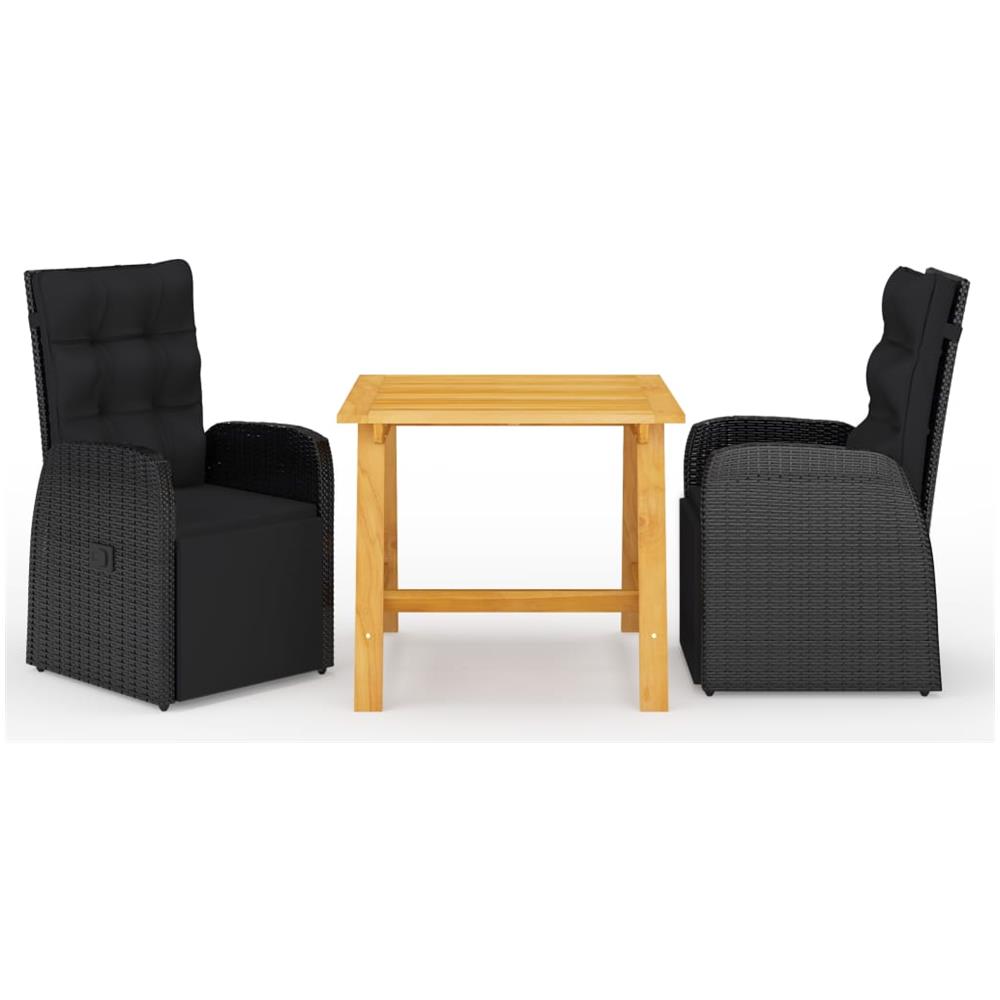 Set Mobili Da Pranzo Per Giardino 3 Pz Nero - Foto 2