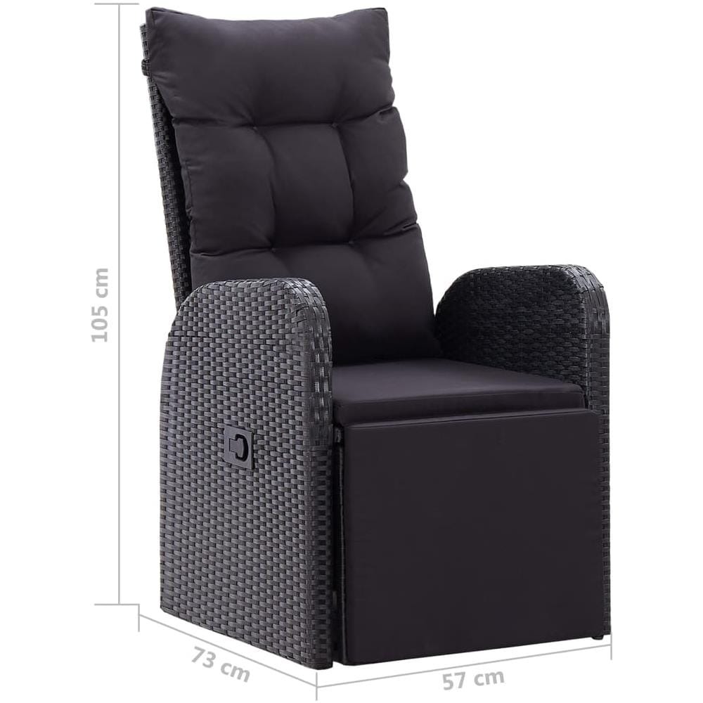 Set Mobili Da Pranzo Per Giardino 3 Pz Nero - Foto 1