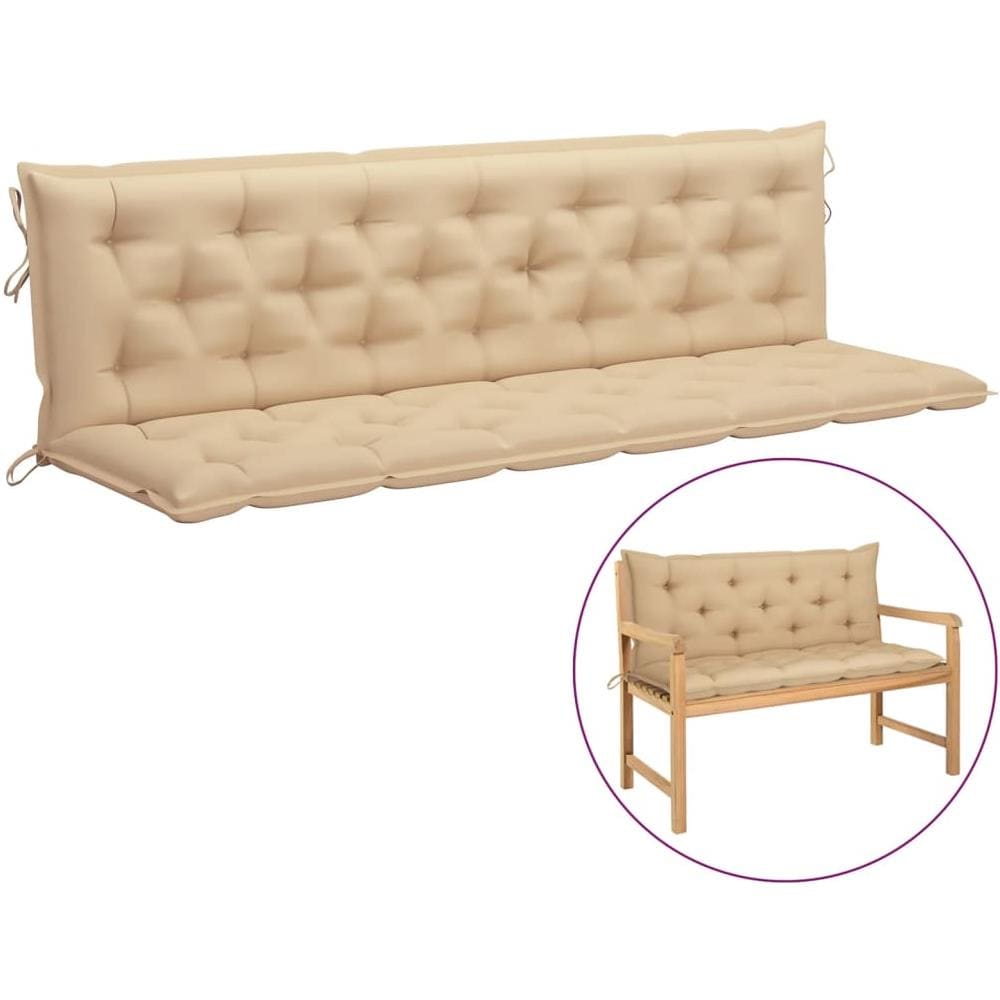 Cuscini Panca da Giardino 2pz Beige 200x50x7cm Tessuto Oxford - Foto 1