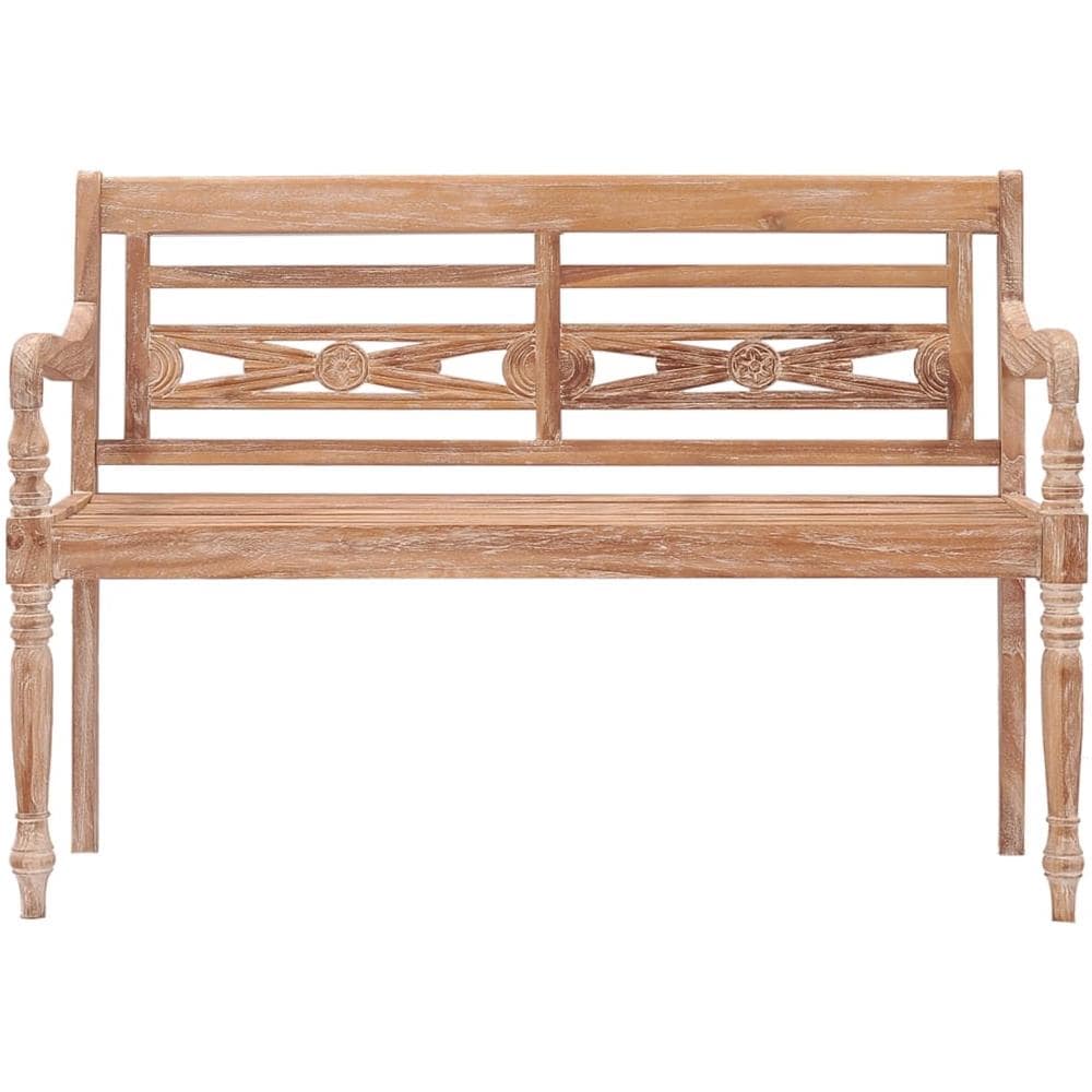 Panca Batavia 120 cm Bianco Slavato in Legno Massello di Teak - Foto 2