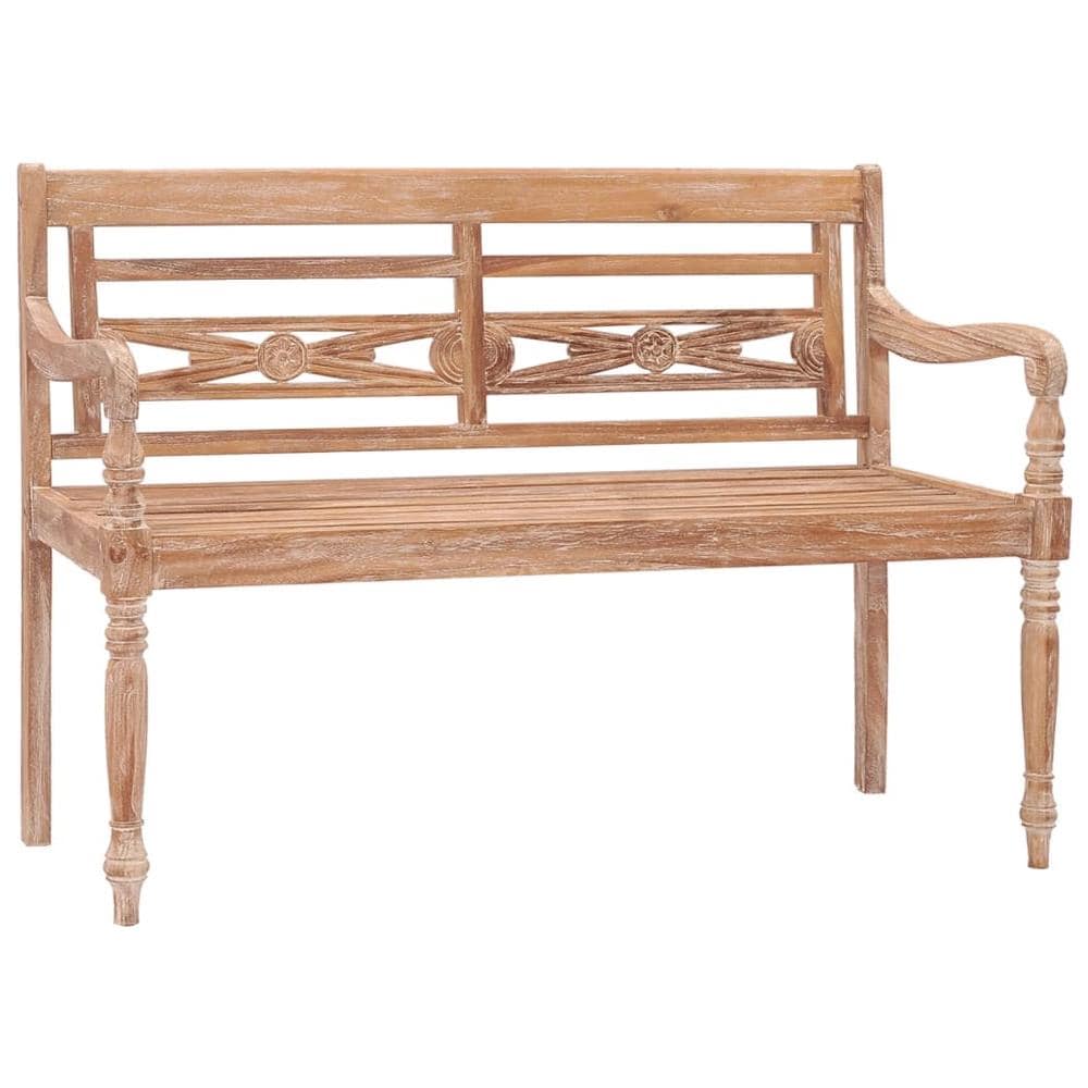 Panca Batavia 120 cm Bianco Slavato in Legno Massello di Teak - Foto 1