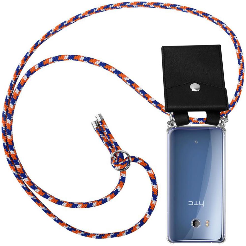 Catena Di Telefoni Cellulari Compatibile Con Htc Ocean / U11 In Arancio Blu Bianco - Coperchio Protettivo In Silicone Con Anelli D'argento, Cinturino In Corda E Custodia Staccabile - Foto 1