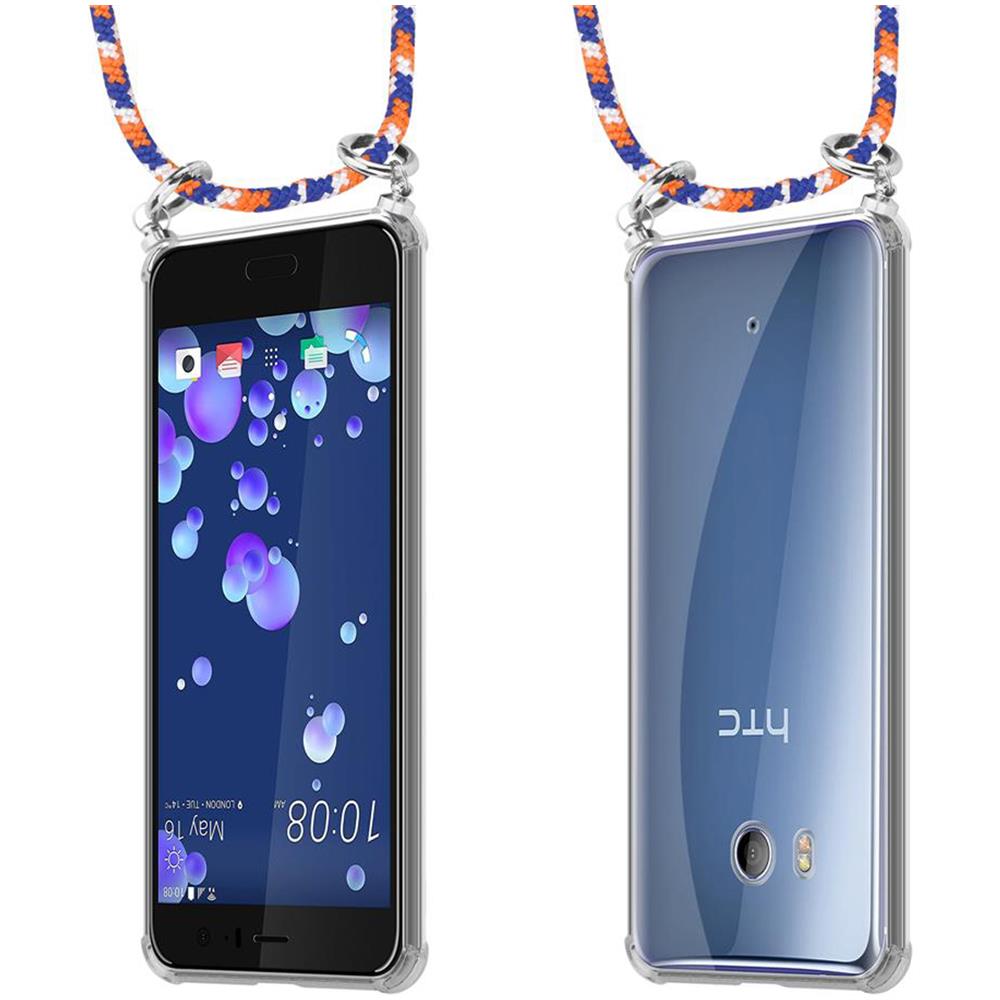 Catena Di Telefoni Cellulari Compatibile Con Htc Ocean / U11 In Arancio Blu Bianco - Coperchio Protettivo In Silicone Con Anelli D'argento, Cinturino In Corda E Custodia Staccabile - Foto 8
