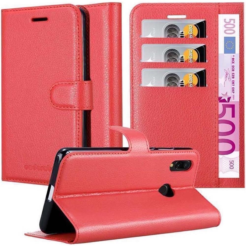 Custodia Compatibile Con Xiaomi Redmi Note 7 In Rosso Carminio - Coperchio Protettiva Con Chiusura Magnetica, Funzione Stand E Tasca Per Le Carte - Foto 1