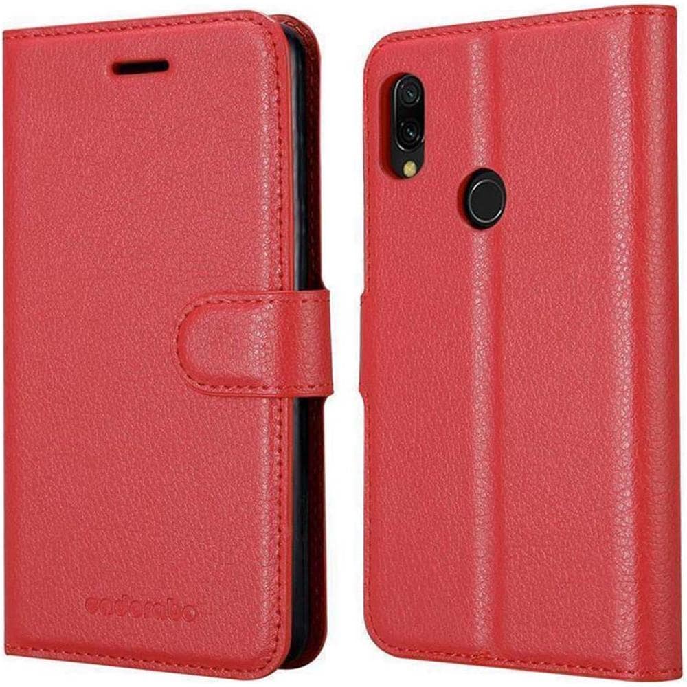 Custodia Compatibile Con Xiaomi Redmi Note 7 In Rosso Carminio - Coperchio Protettiva Con Chiusura Magnetica, Funzione Stand E Tasca Per Le Carte - Foto 8