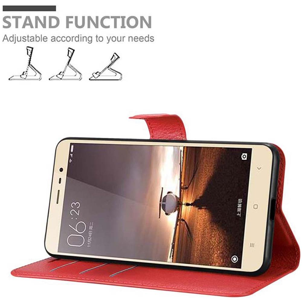 Custodia Compatibile Con Red Mi Pro In Rosso Carminio - Coperchio Protettiva Con Chiusura Magnetica, Funzione Stand E Tasca Per Le Carte - Foto 2