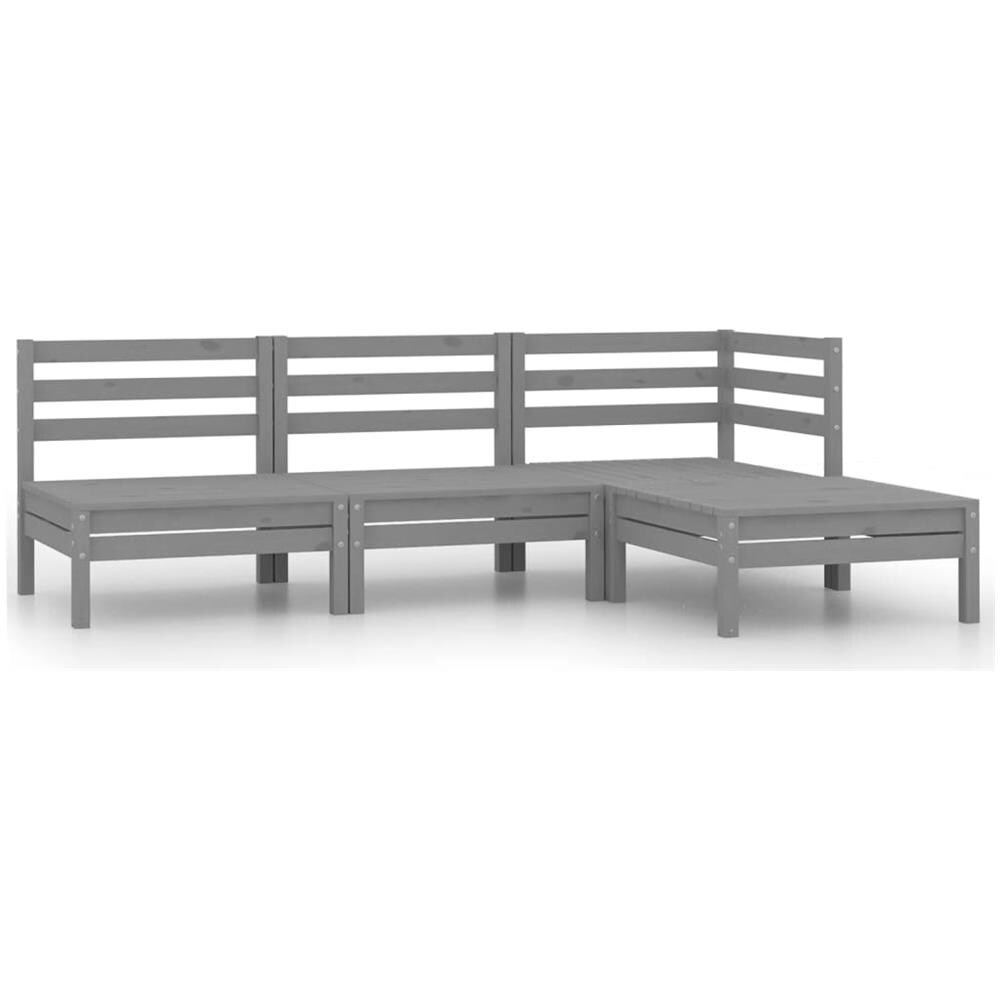 Set Divani da Giardino 4 pz Grigio in Legno Massello di Pino - Foto 1