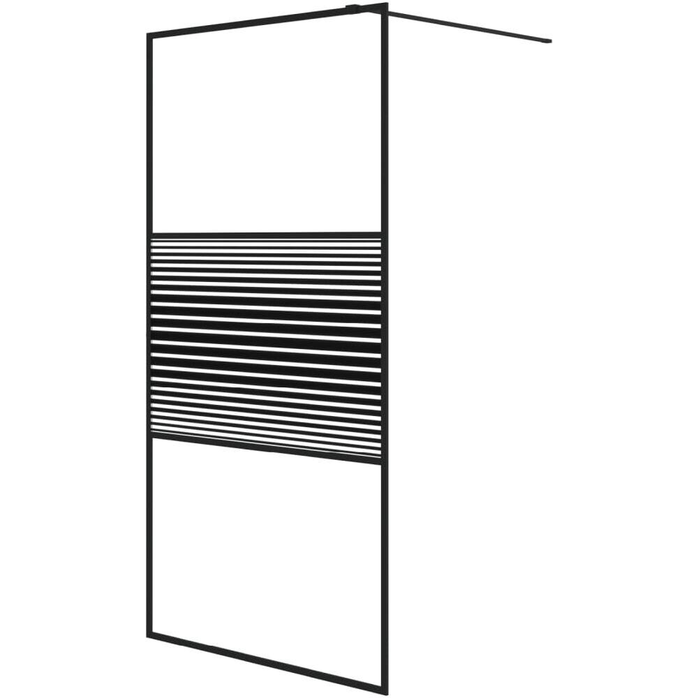 Parete Doccia Walk In Nero 100x195 Cm Vetro Trasparente Esg - Foto 1