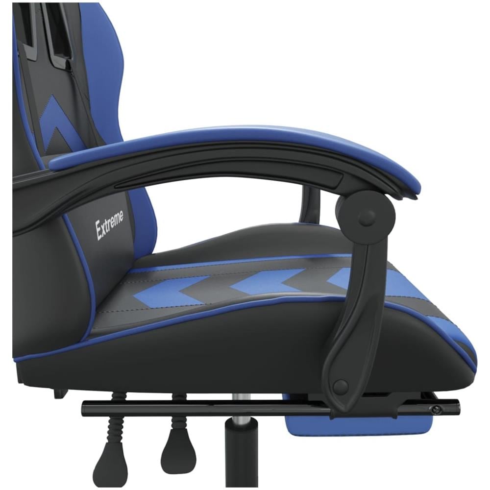 Sedia Da Gaming Con Poggiapiedi Nero E Blu In Similpelle - Foto 10