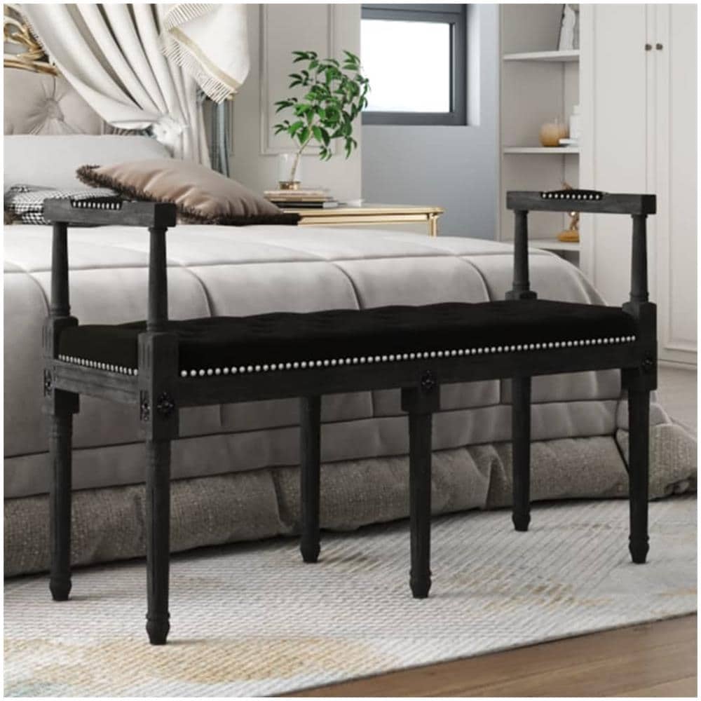 Panca Nera 110x40x70 Cm In Velluto - Foto 1