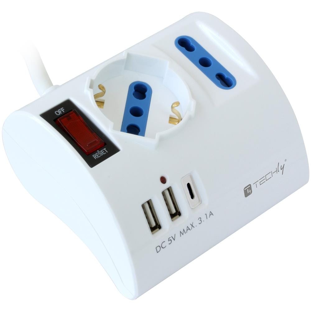 Multipresa Da Tavolo 3 Posti Con 2 Porte Usb-a E 1 Porta Usb-c Qc3.0 - Foto 3