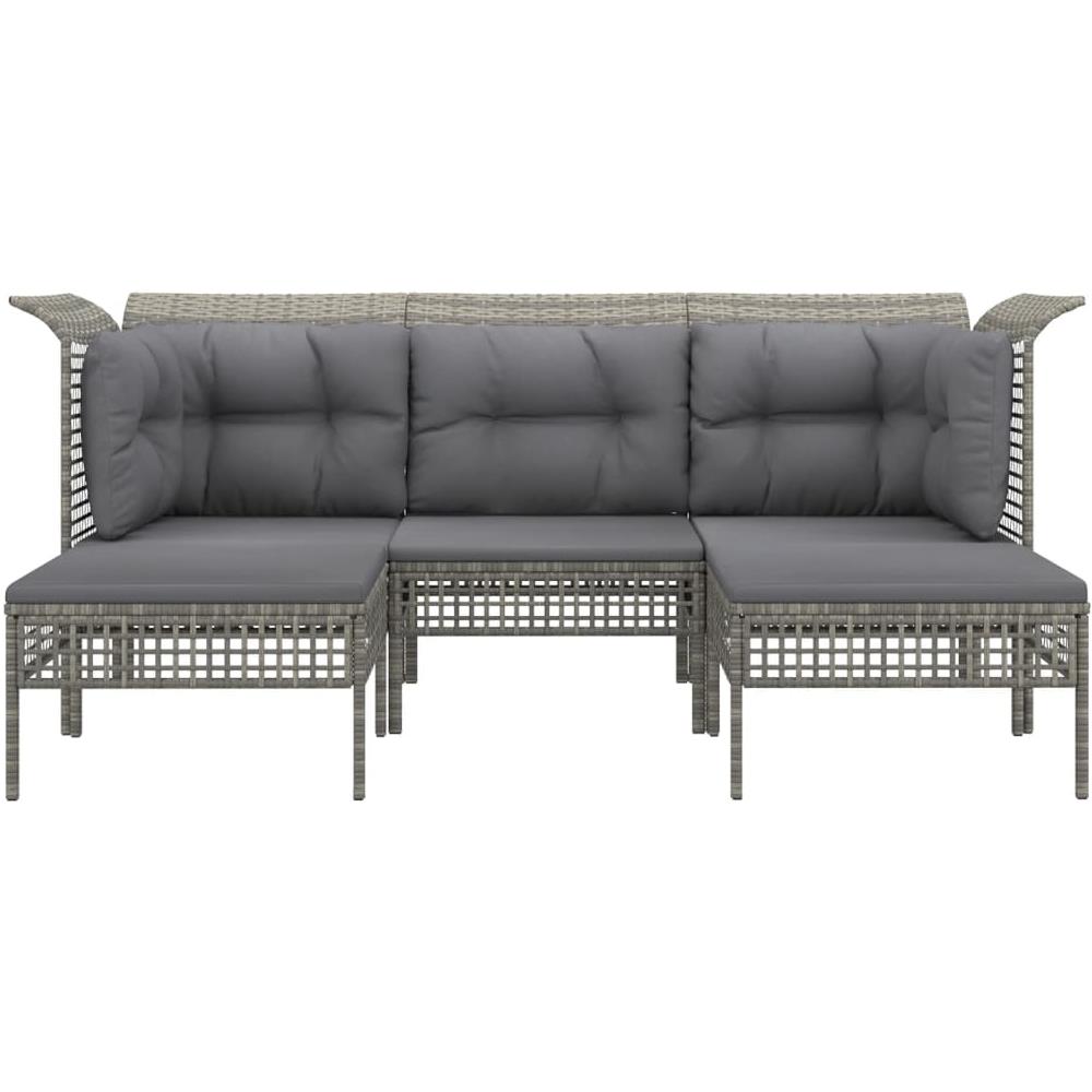 Set Divani Da Giardino 5 Pz Con Cuscini In Polyrattan Grigio - Foto 3