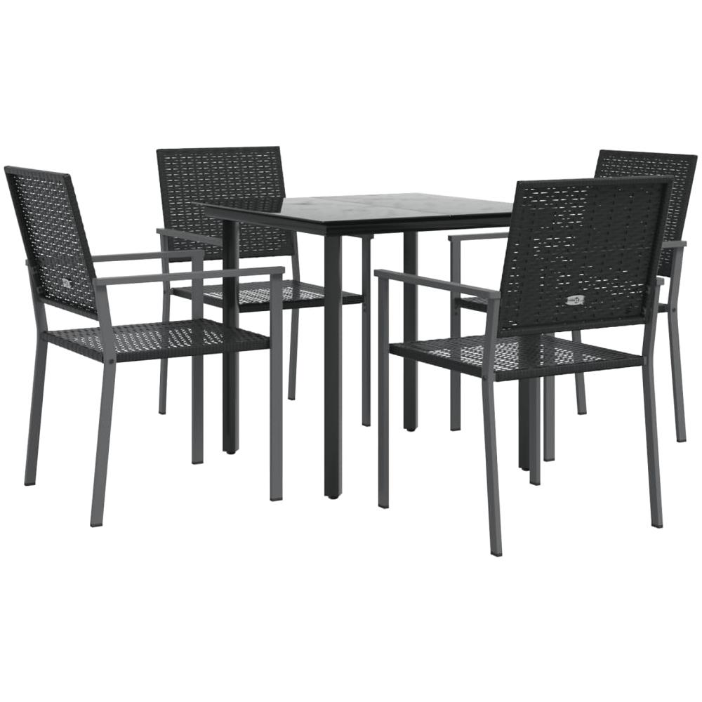 Set Da Pranzo Da Giardino 5 Pz In Polyrattan E Acciaio - Foto 3