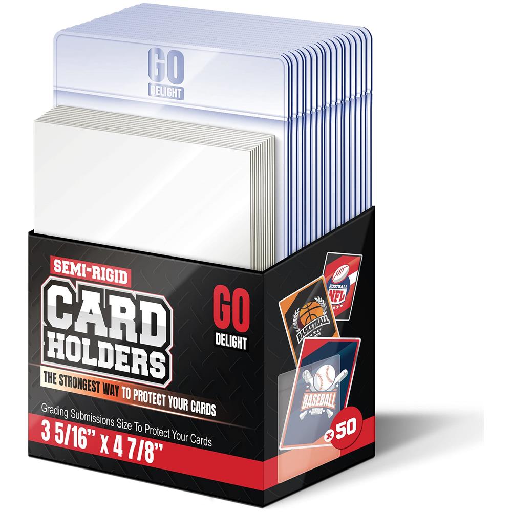 Porta Carte Semirigidi - 50 Porta Carte Per Carte Collezionabili E 50 Buste Penny - Protezioni Per Carte Da Baseball - Buste Per Carte Da Baseball -3-516 X 4-78 Inclusi 12 Bordi - Buste Per Carte Collezionabili - Foto 1