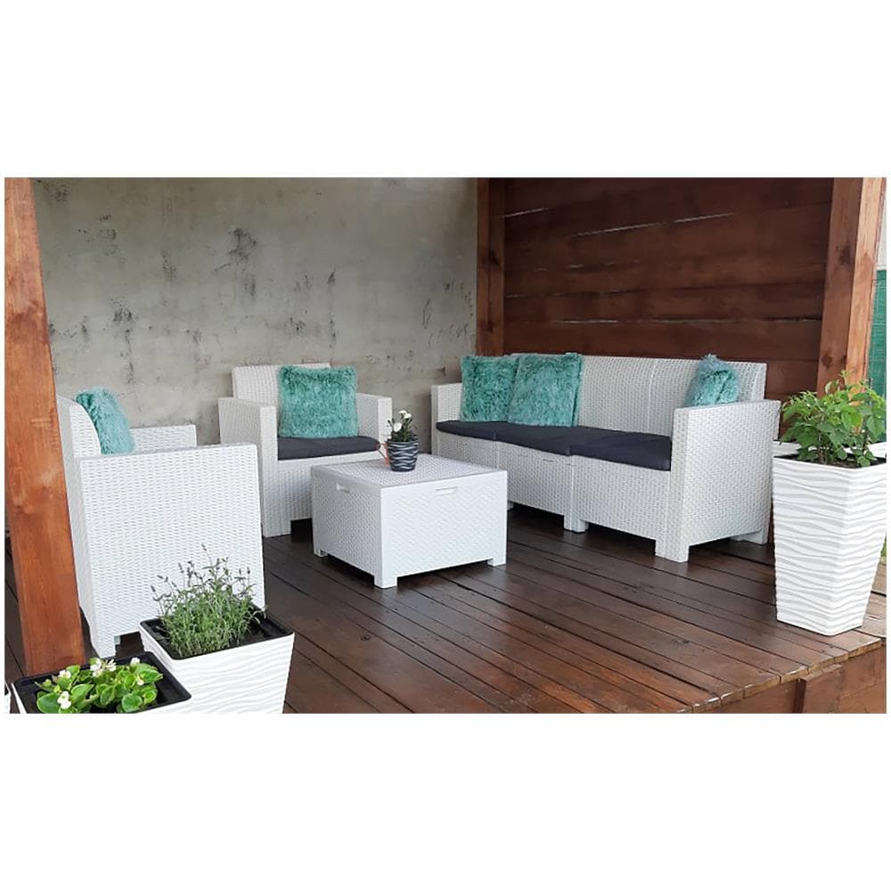 Set Salotto Da Esterno Admiral, Salottino Outdoor, Set Da Balcone O Giardino, Composizione Soggiorno Per Esterni, Made In Italy, Bianco - Foto 1