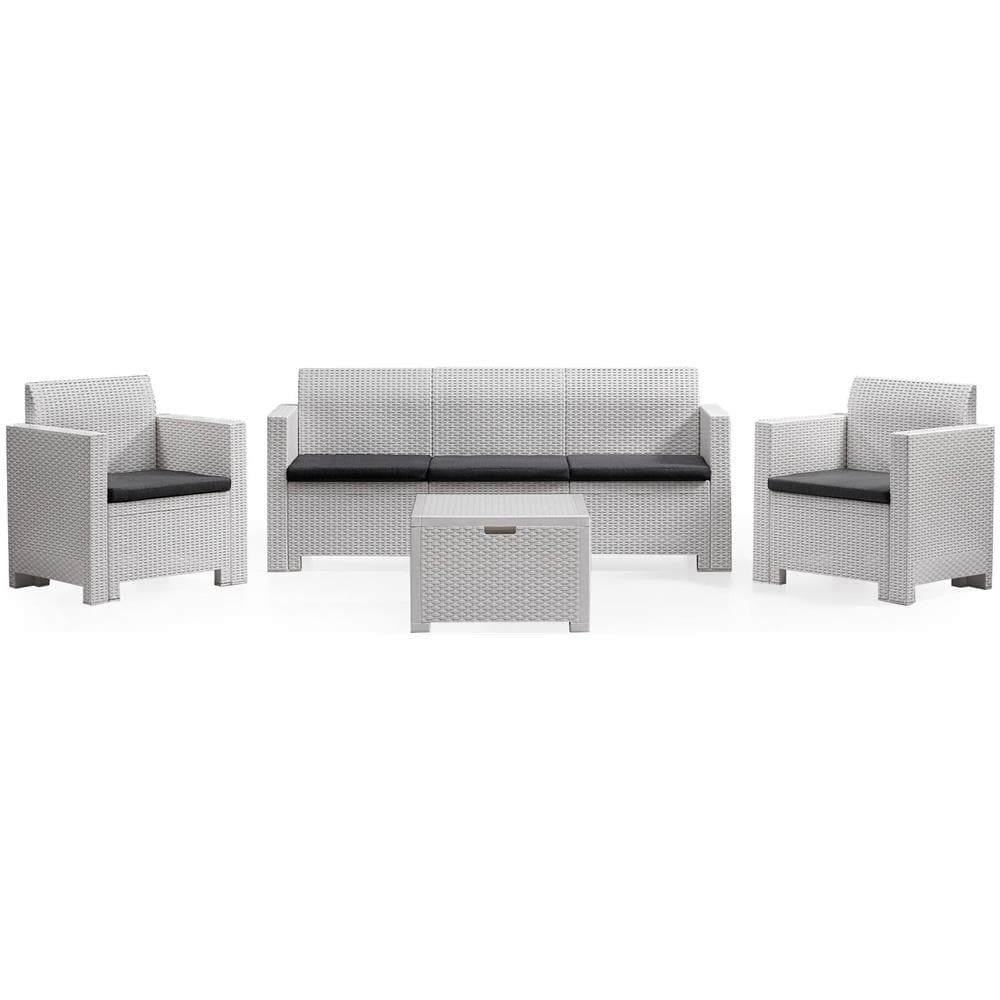 Set Salotto Da Esterno Admiral, Salottino Outdoor, Set Da Balcone O Giardino, Composizione Soggiorno Per Esterni, Made In Italy, Bianco - Foto 2
