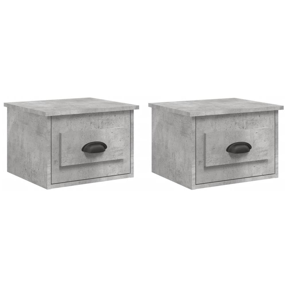 Comodini A Parete 2 Pz Grigio Cemento 41,5x36x28 Cm - Foto 2