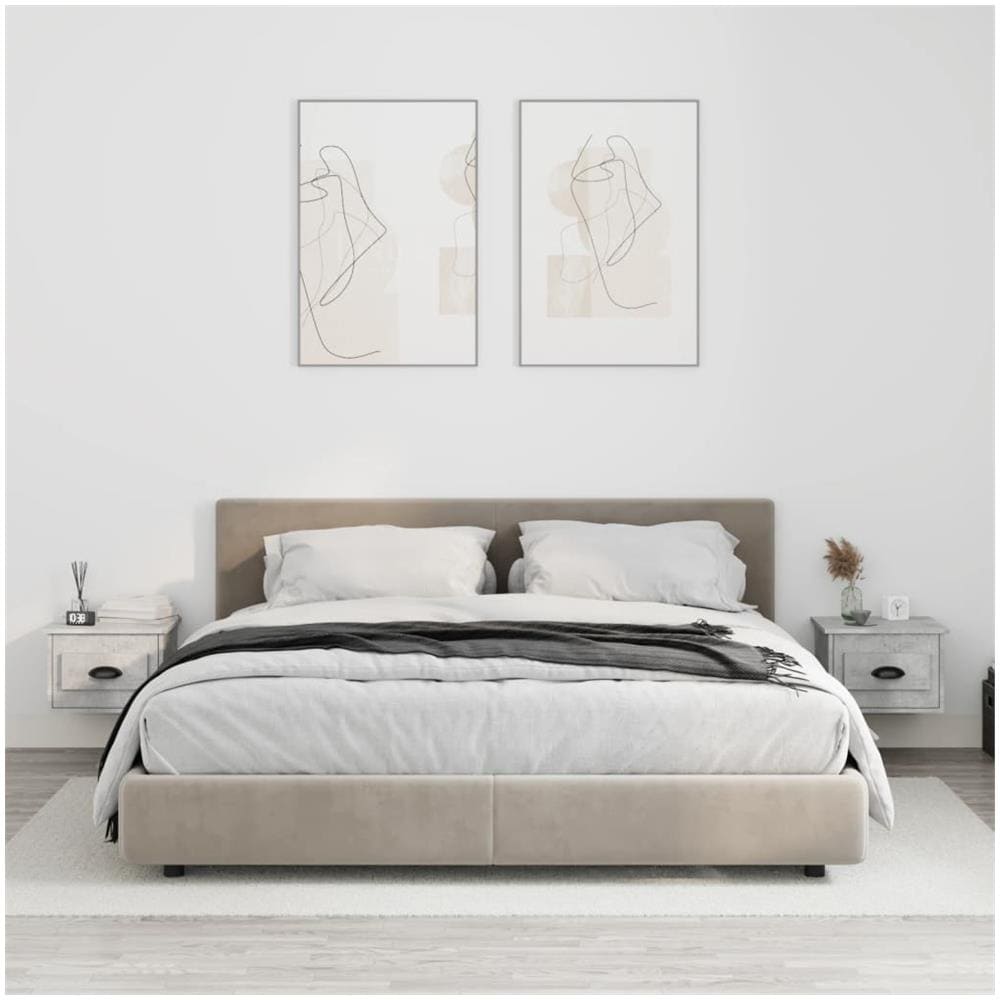 Comodini A Parete 2 Pz Grigio Cemento 41,5x36x28 Cm - Foto 1