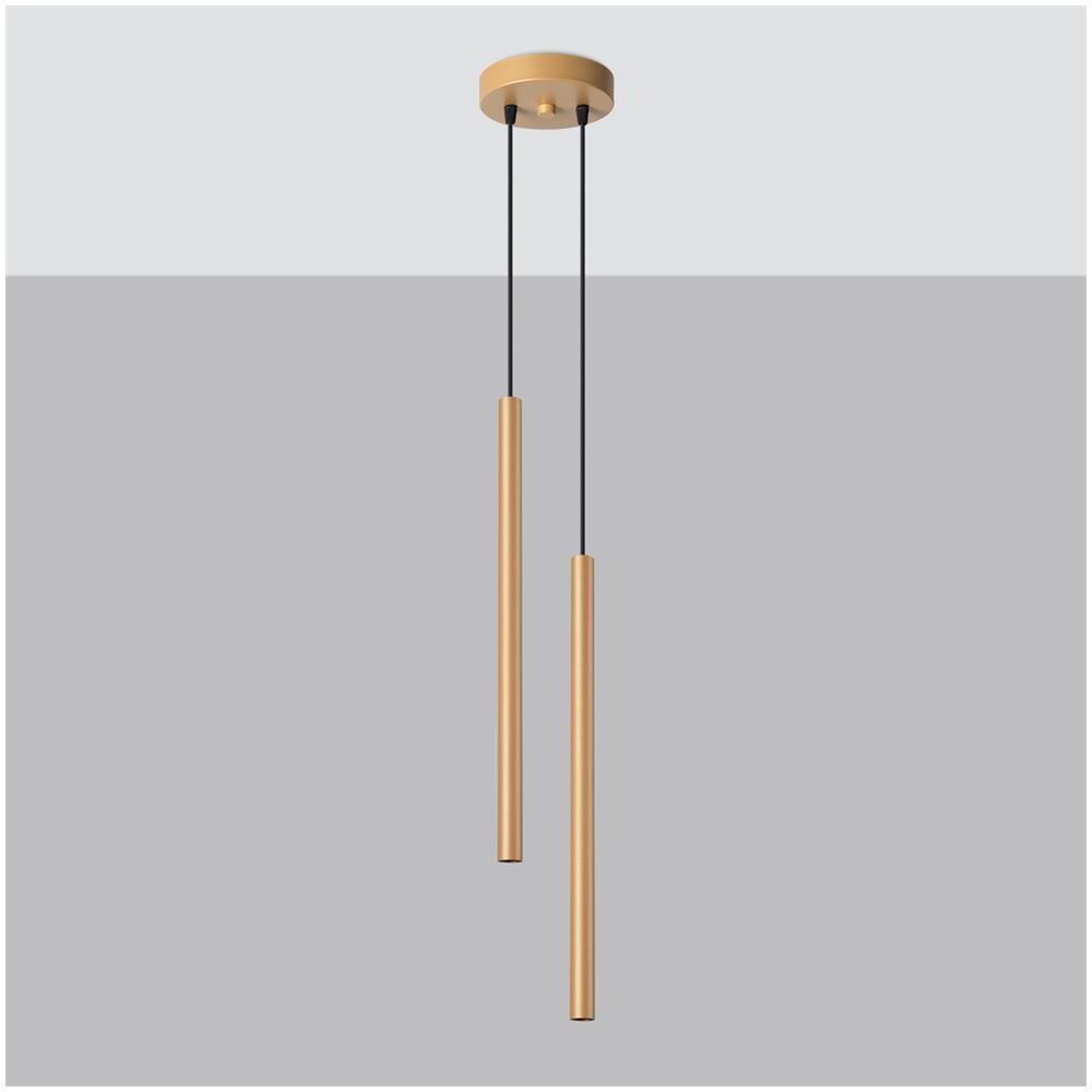 Sollux Lighting Lampada A Sospensione Pastelo 2 Oro Sl.1305 - Moderno Lampade A Sospensione D'oro 118x15x15 Cm - Foto 2