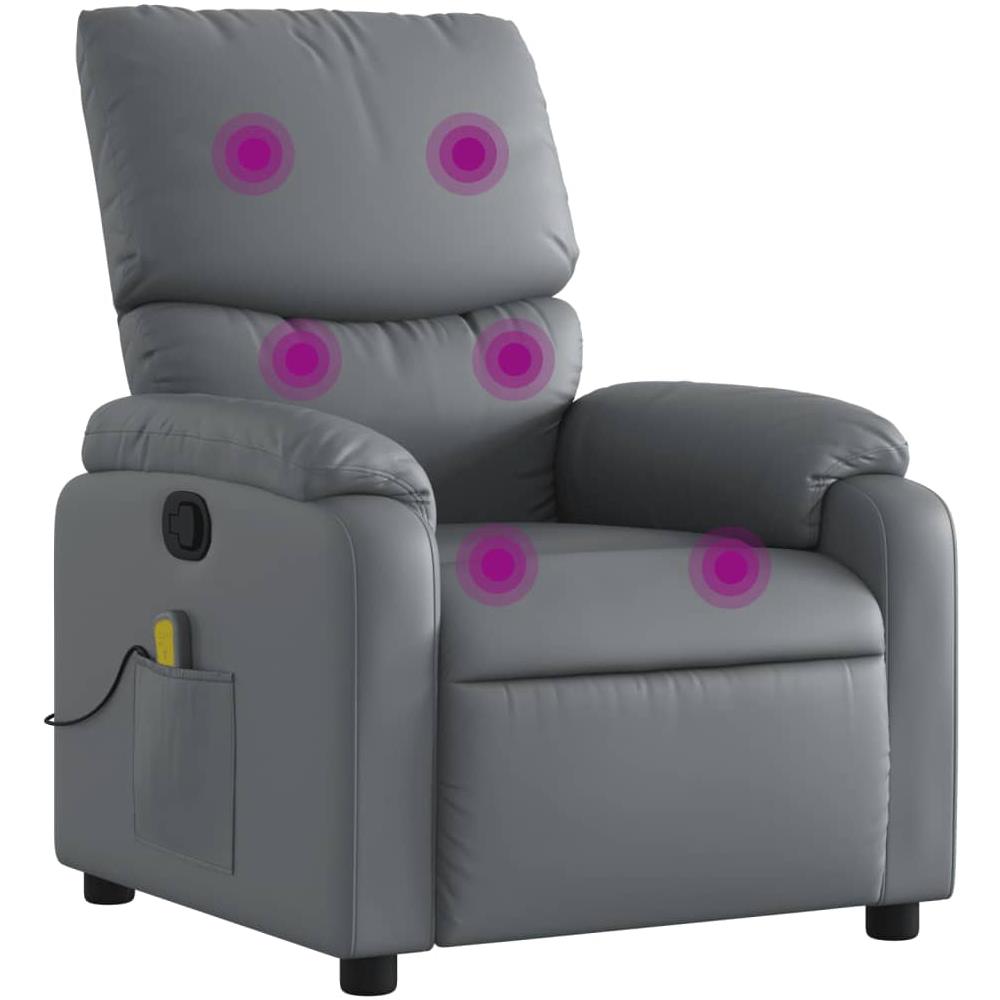 Poltrona Massaggiante Reclinabile Grigia In Similpelle - Foto 2