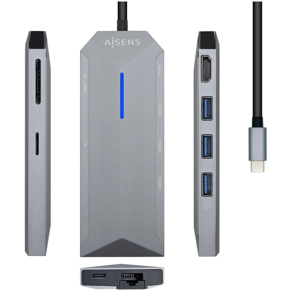 ASUC-8P004-GR replicatore di porte e docking station per laptop Cablato USB 3.2 Gen 1 (3.1 Gen 1) Type-C Grigio - Foto 1