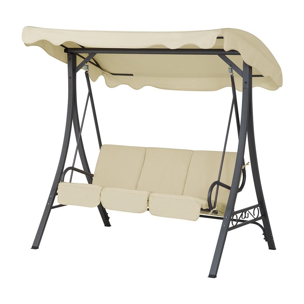 Dondolo Da Giardino In Metallo E Tessuto Beige Garbo - Foto 1