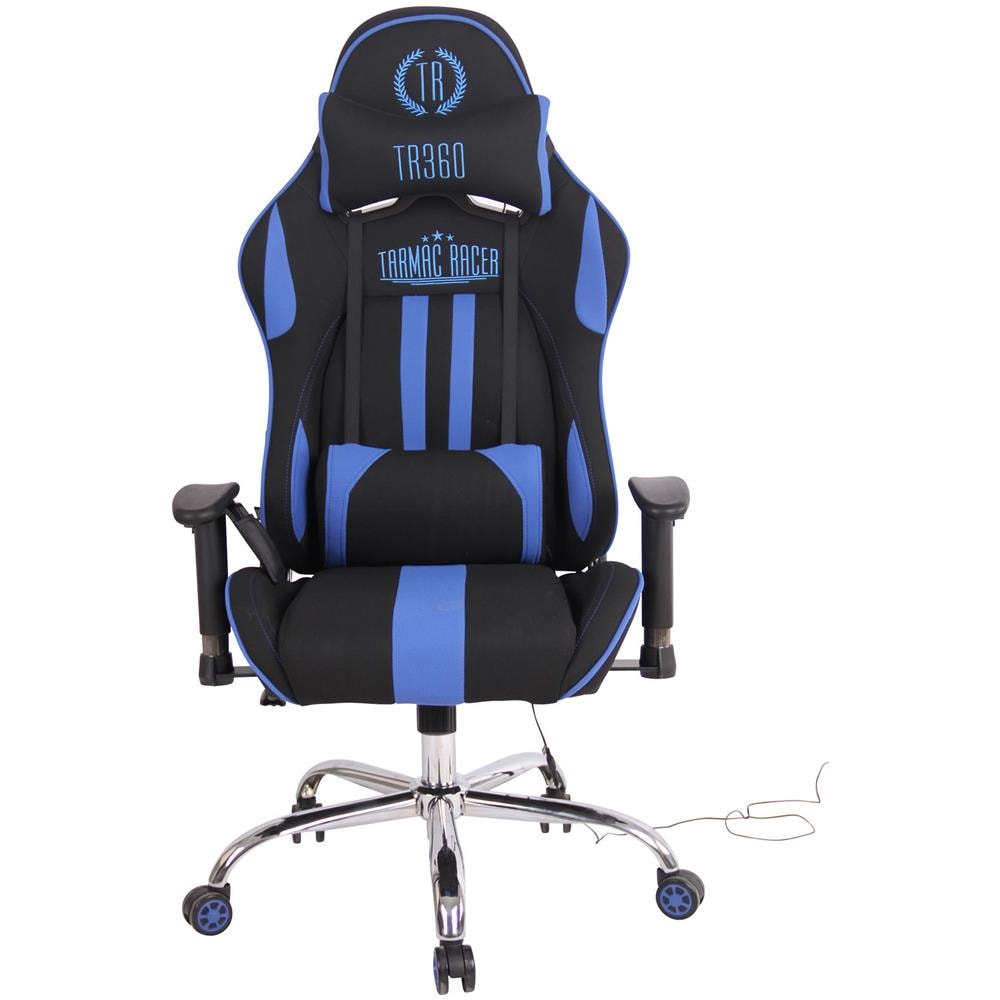 Sedia Ufficio Massaggiante E Riscaldata Limit XM in Tessuto I Poltrona Racing Scrivania Schienale Reclinabile I Poltrona Relax Gamer Nero / Blu - Foto 2