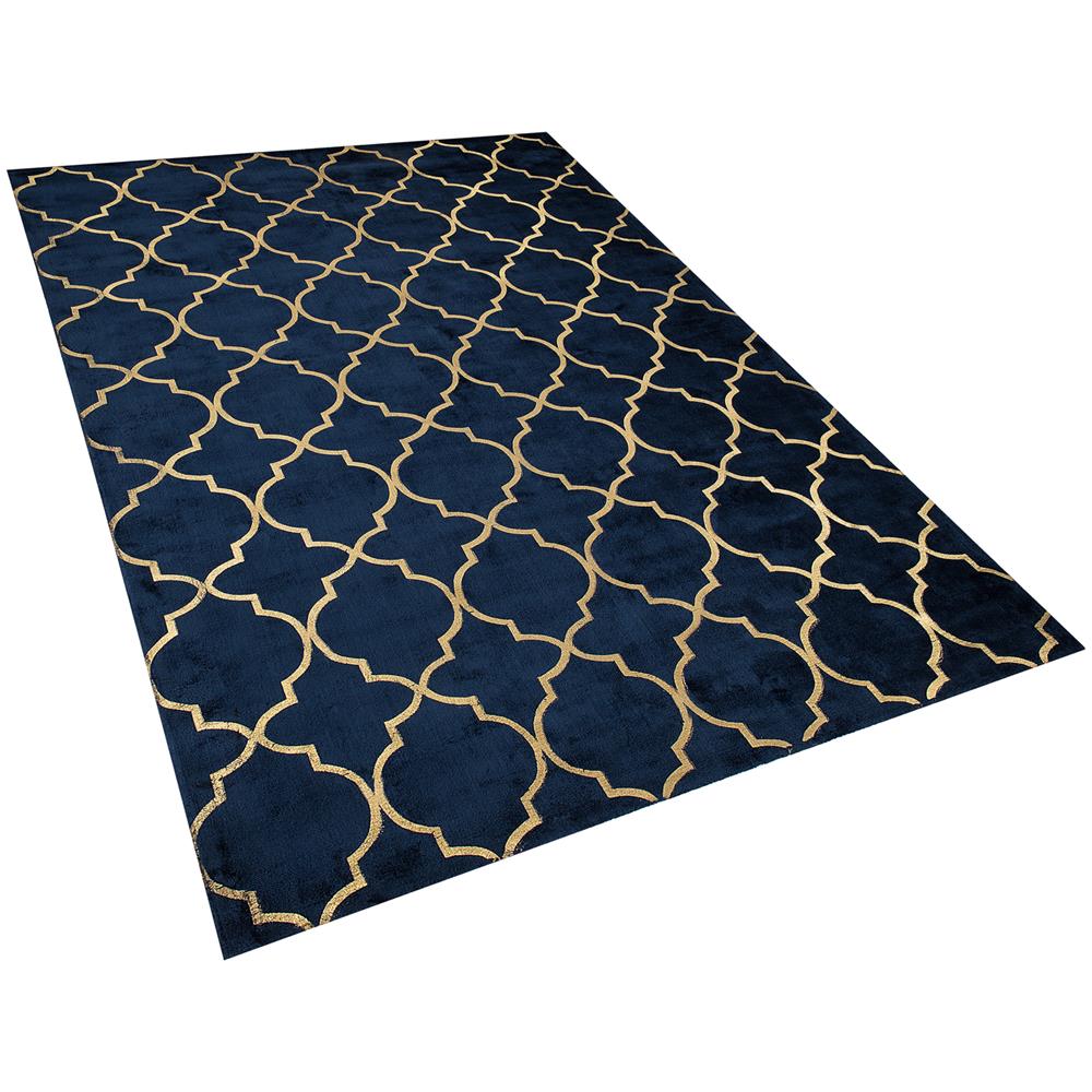 Tappeto A Pelo Corto Blu Marino / oro 140 X 200 Cm Yelki - Foto 1