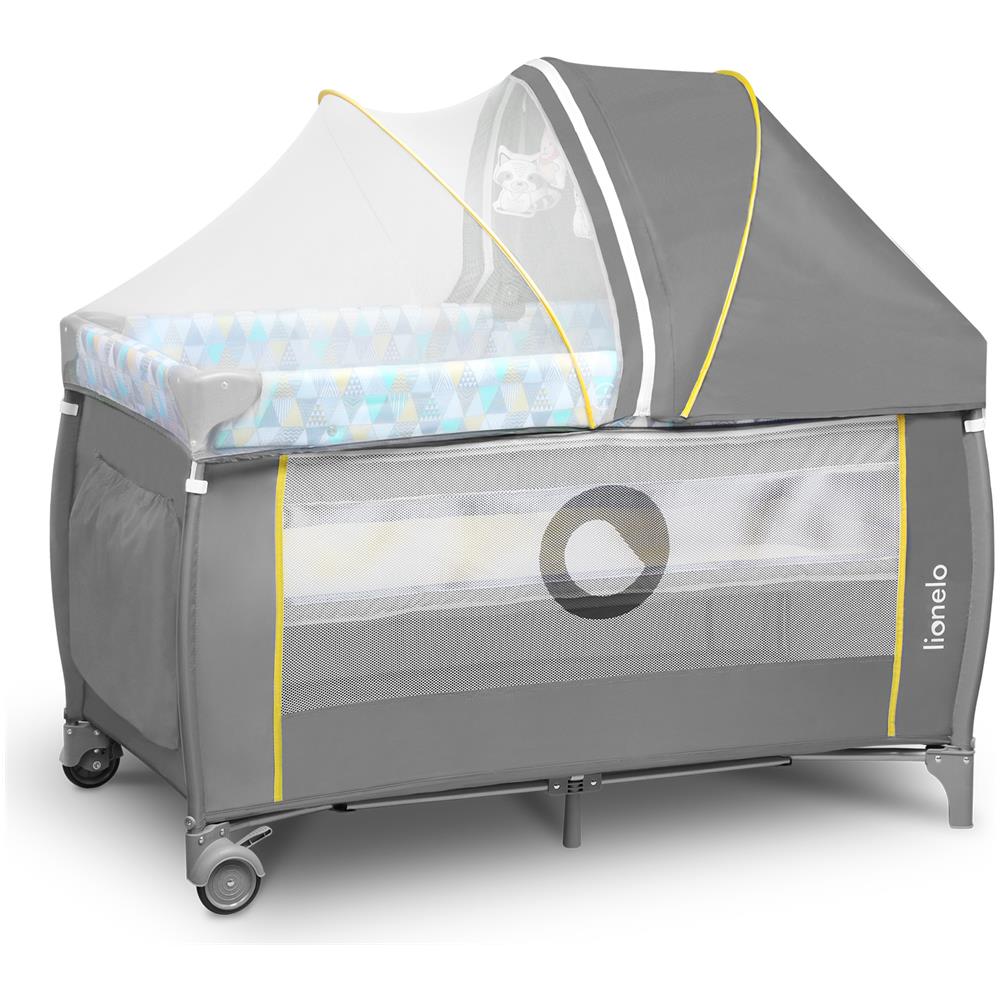 Sven Plus 2 In 1 Box Bambini Lettino Bambino Fasciatoio Giocattoli Pendenti Baldacchino Con Zanzariera Ingresso Laterale Aggiuntivo Rotelle Mobili Sistema Lockguard (giallo)  - Foto 7