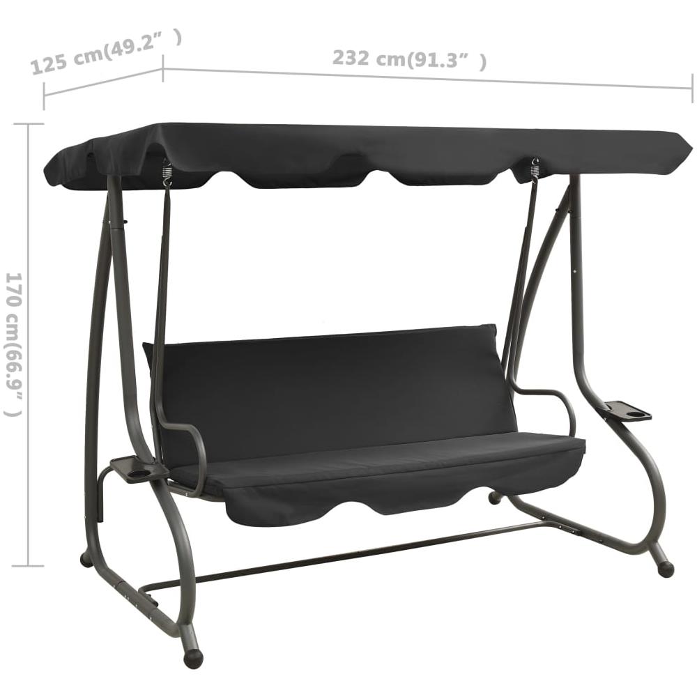 Panchina A Dondolo Da Giardino Con Baldacchino Antracite - Foto 8