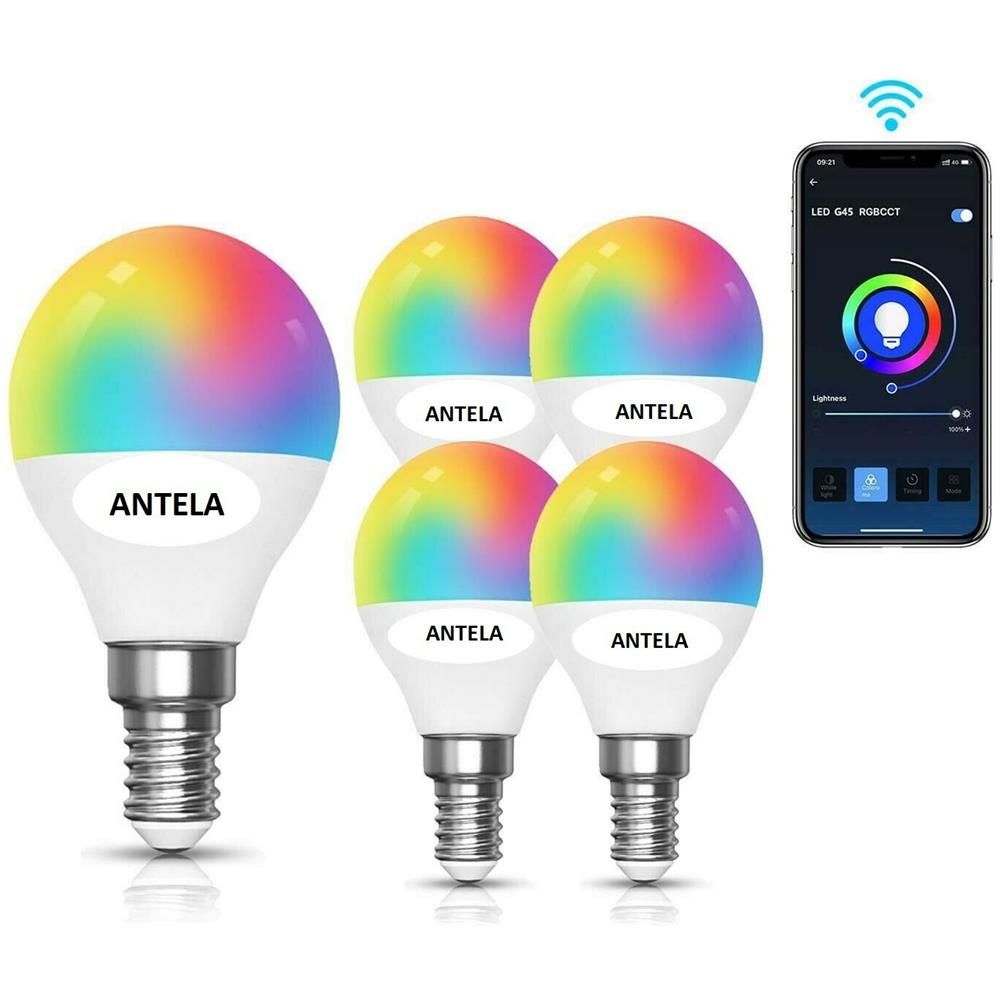 Lampadina Smart Led Wifi Rgb + Cw G45 E14 4,5w Funziona Con Alexa E Google - Foto 1