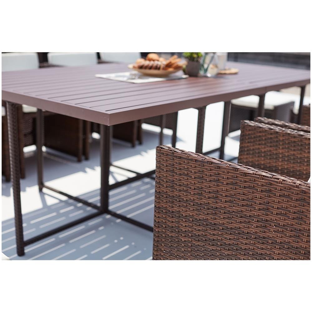 Salotto Da Giardino A Incasso 12 Posti Resina Intrecciata Castagna/bianco Sunset - Foto 2