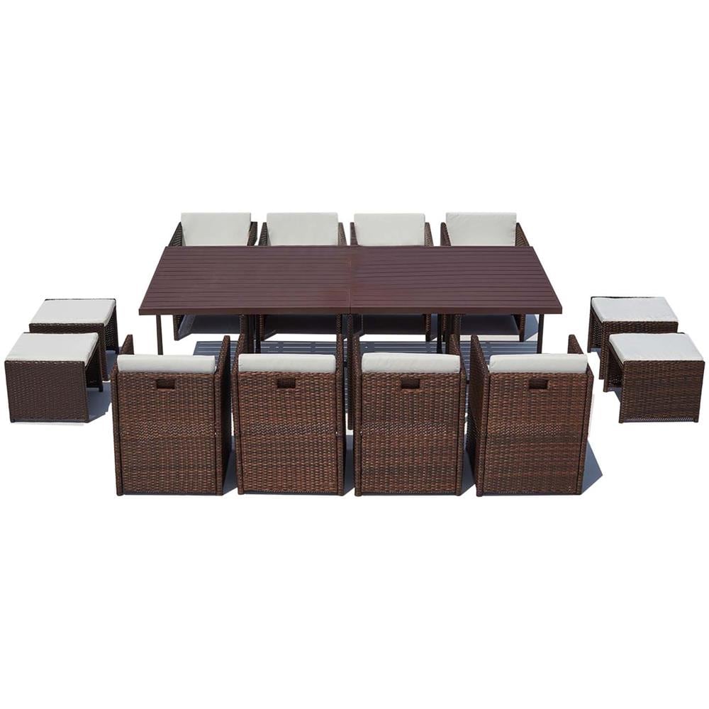 Salotto Da Giardino A Incasso 12 Posti Resina Intrecciata Castagna/bianco Sunset - Foto 1