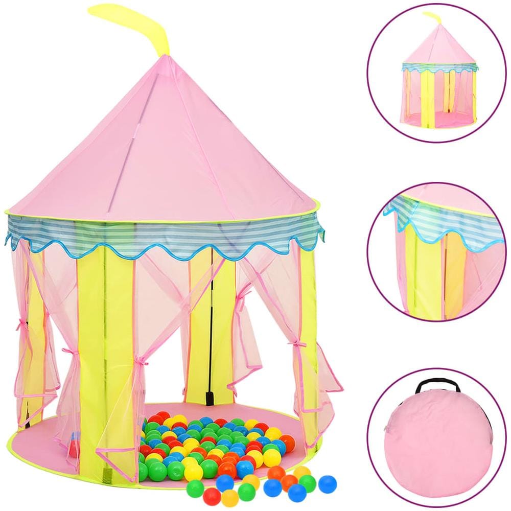 Tenda Da Gioco Per Bambini Rosa Con 250 Palline 100x100x127 Cm - Foto 1