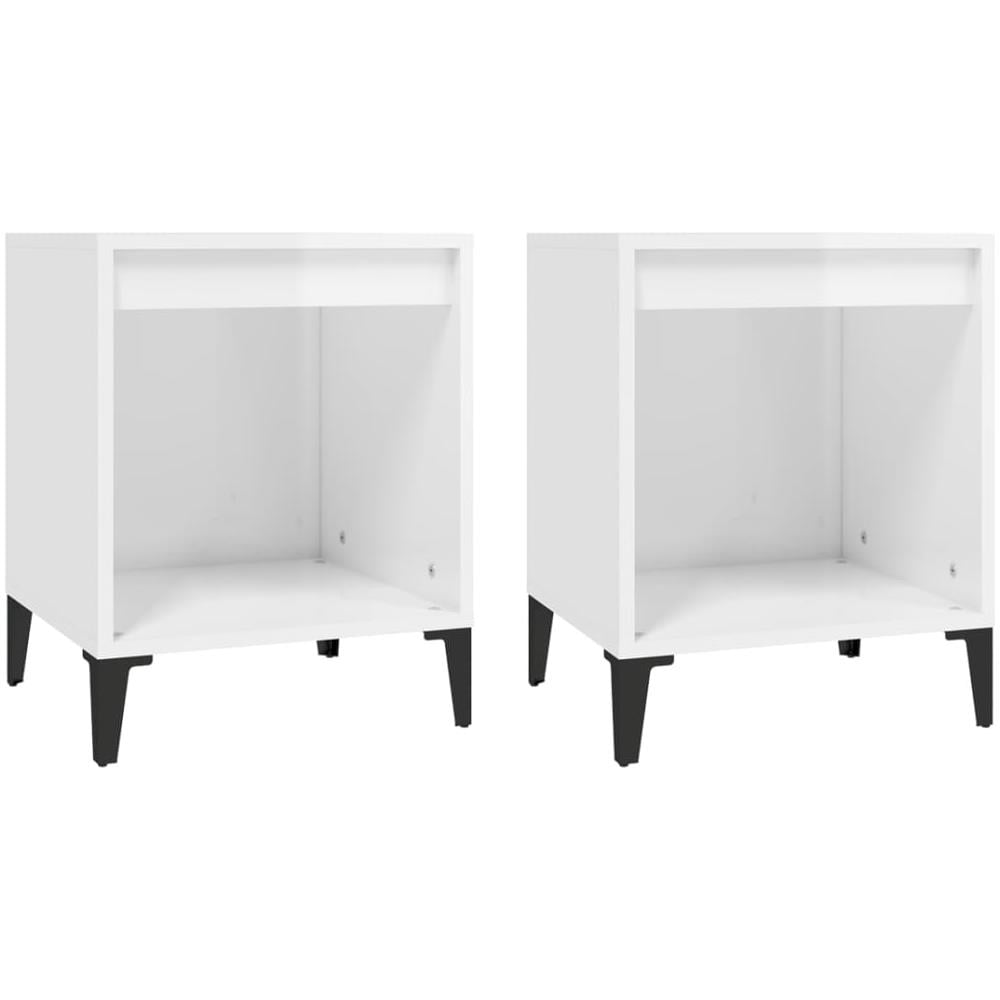 Comodini 2 Pz In Bianco Lucido 40x35x50 Cm - Foto 2