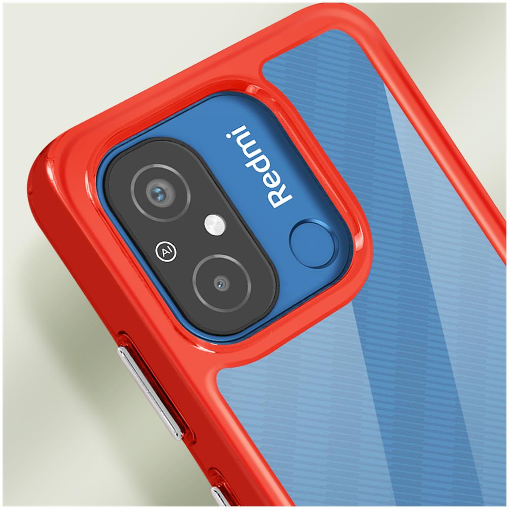 Cover Antiurto Xiaomi Redmi 12c Retro Rigido Blocco Fotocamera Rialzato Rosso - Foto 5