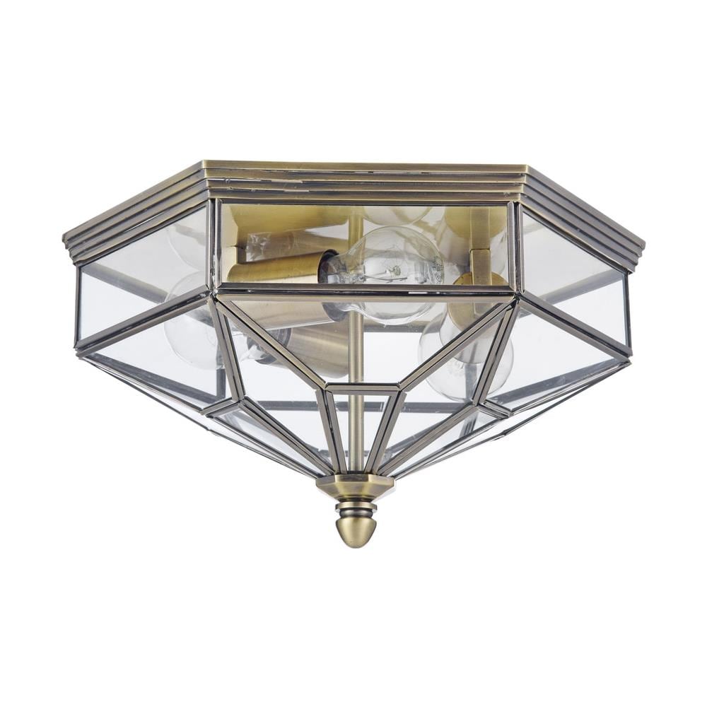 Plafoniera Contemporanea Zeil Metallo Bronzo 3 Luci Diffusore In Vetro - Foto 1