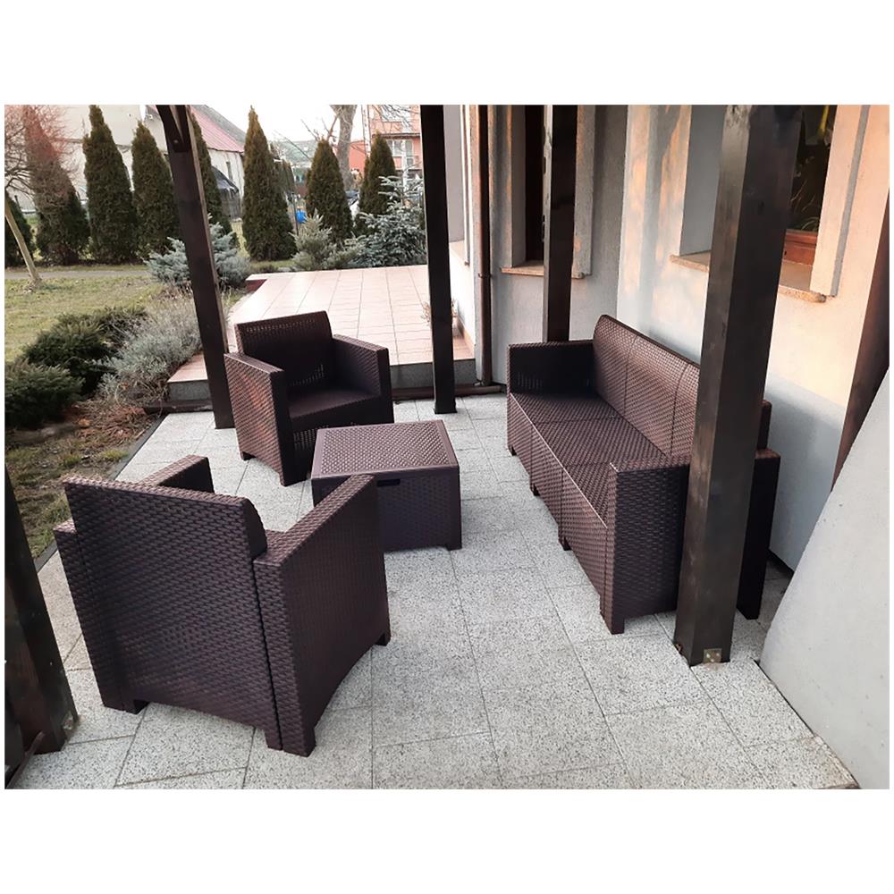 Set Salotto Da Esterno Venus, Set Da Giardino Con Cuscini, Salottino Indoor E Outdoor Effetto Rattan, 100% Made In Italy, Marrone - Foto 4