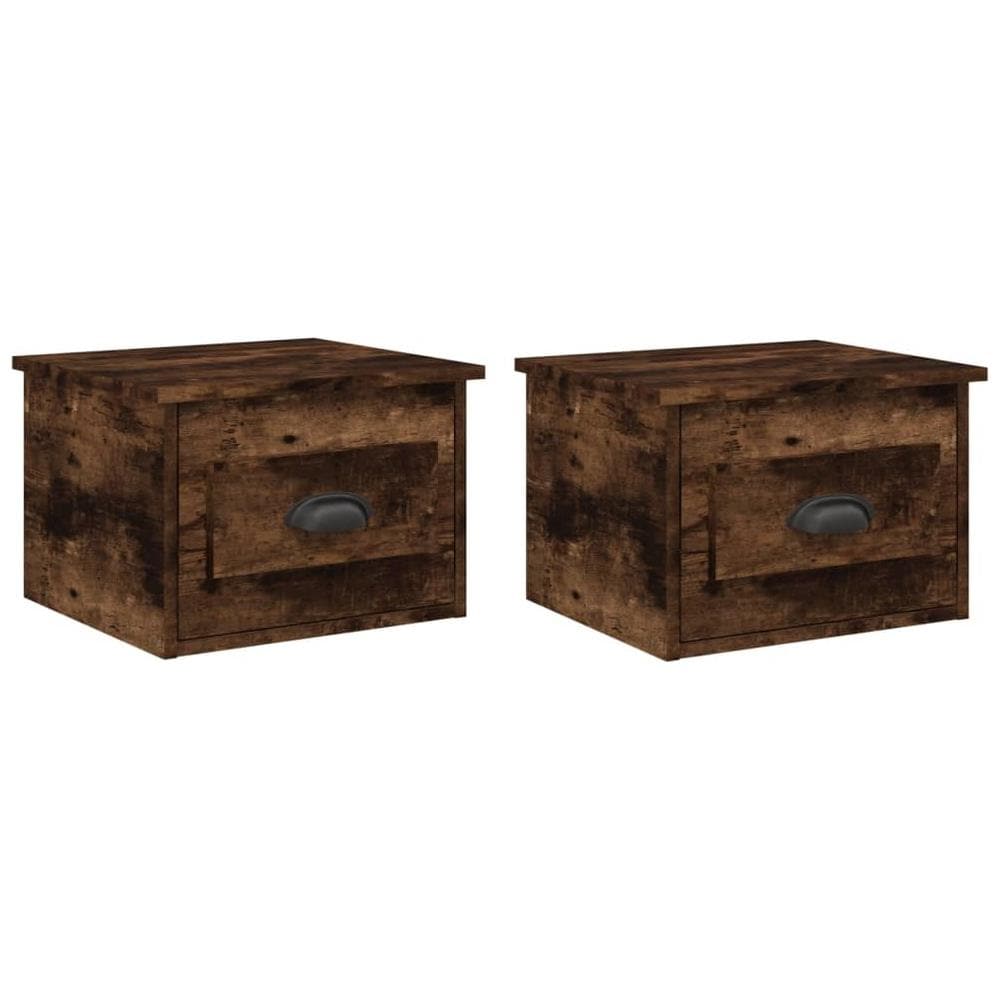 Comodini A Parete 2 Pz Rovere Fumo 41,5x36x28 Cm - Foto 2