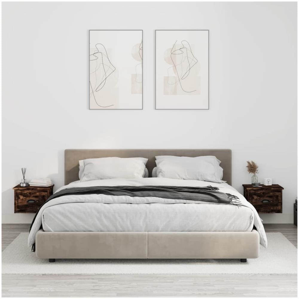 Comodini A Parete 2 Pz Rovere Fumo 41,5x36x28 Cm - Foto 1