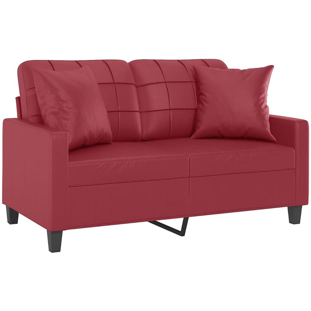 Divano A 2 Posti Con Cuscini Rosso Vino 120 Cm In Similpelle - Foto 3