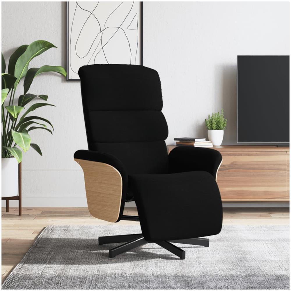 Poltrona Reclinabile Con Poggiapiedi Nera In Tessuto - Foto 1