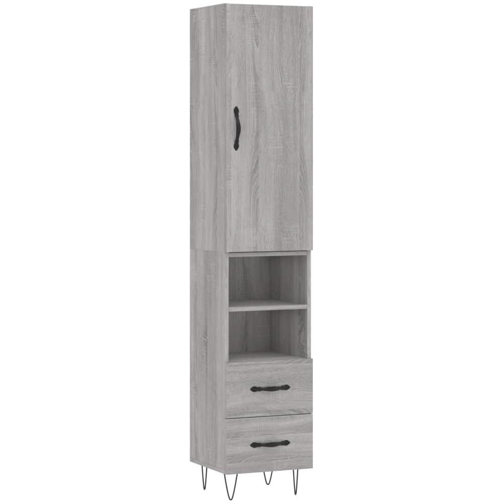 Credenza Grigio Sonoma 34,5x34x180 Cm In Legno Multistrato - Foto 2