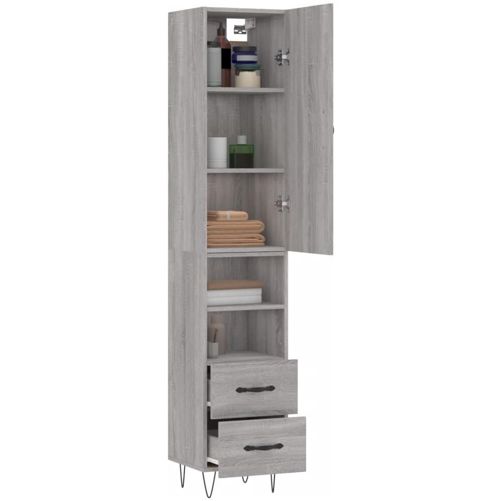 Credenza Grigio Sonoma 34,5x34x180 Cm In Legno Multistrato - Foto 3