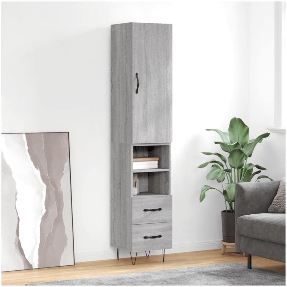 Credenza Grigio Sonoma 34,5x34x180 Cm In Legno Multistrato - Foto 1