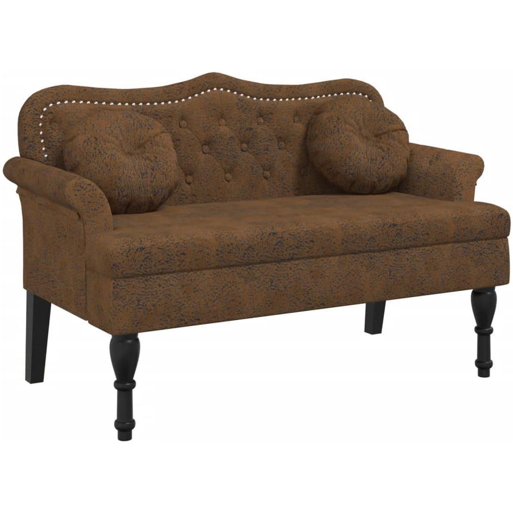 Panca con Cuscini Marrone 120,5x65x75 cm in Scamosciato - Foto 1