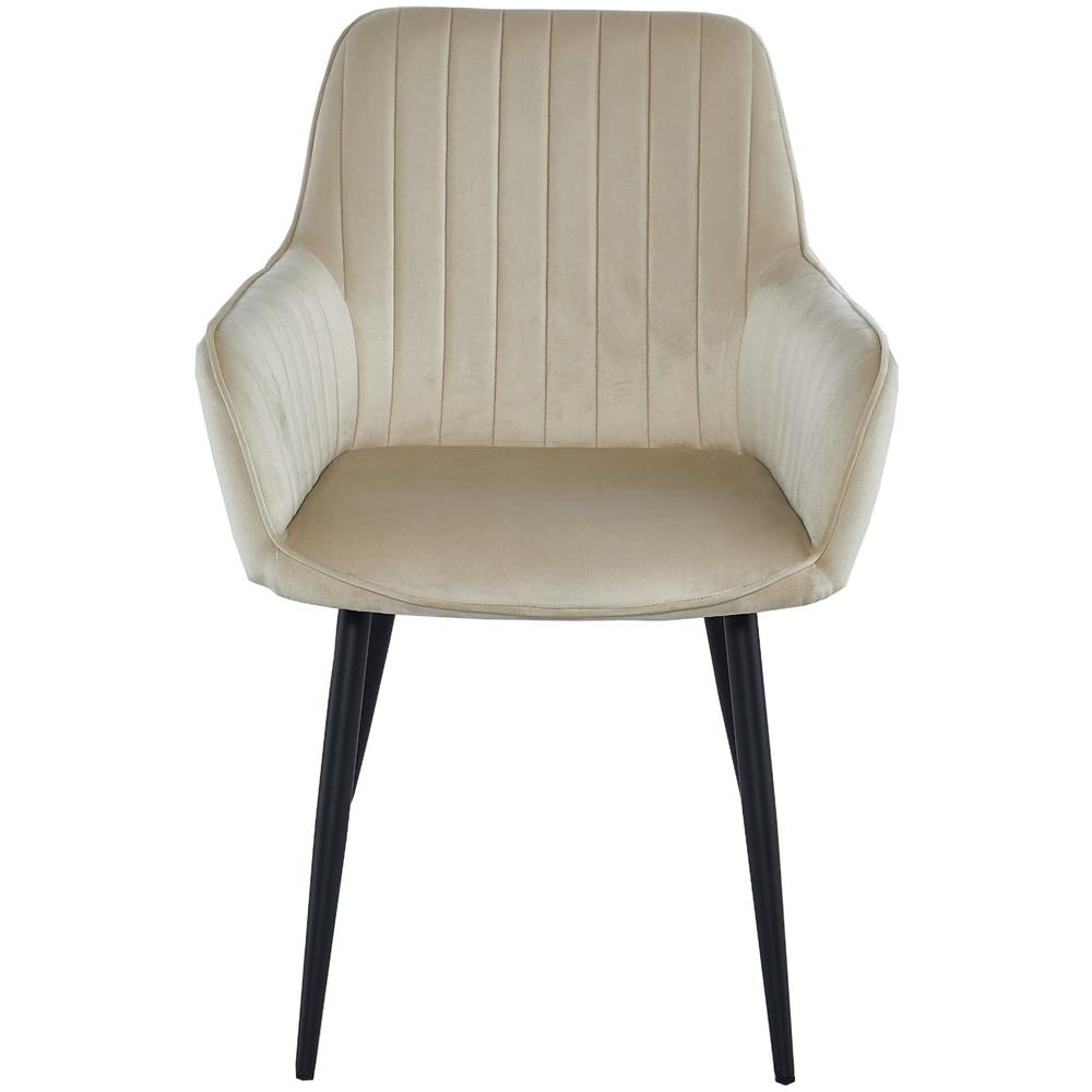Sedia SELO in velluto beige con gambe nere per soggiorno - Foto 2